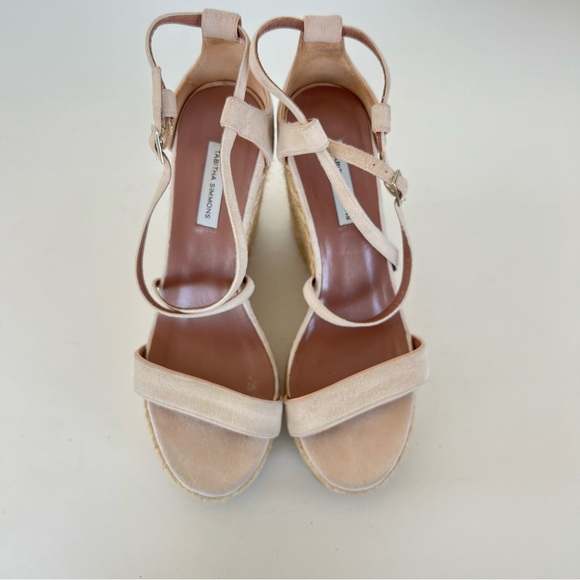 TABITHA SIMMONS Beige Jenny Flesh Kidsuede Platform Wedge Espadrilles Sz 39 M - Picture 4 of 15